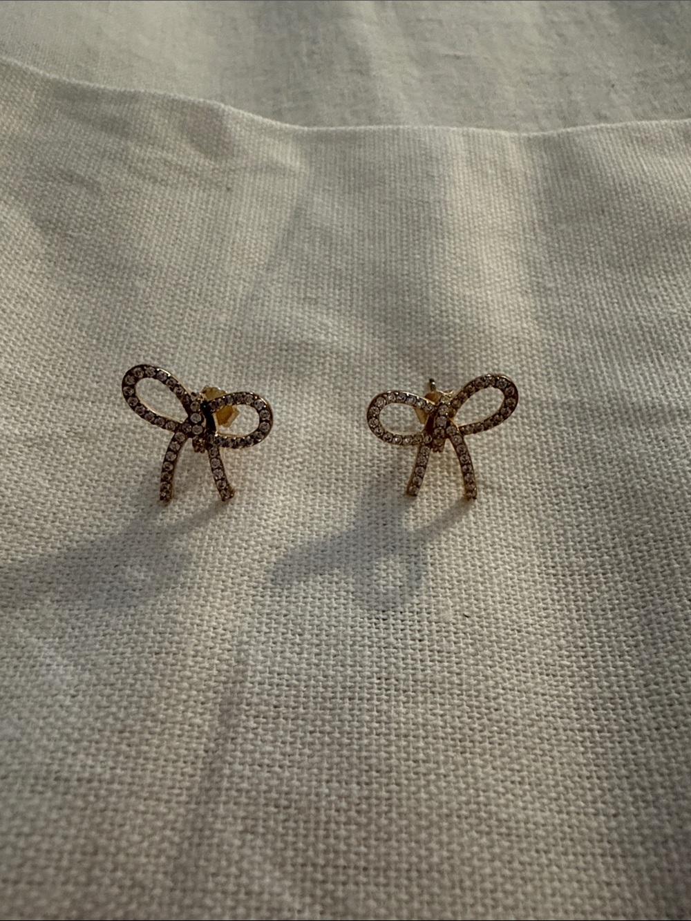 Gold Bow Crystal Stud Earrings